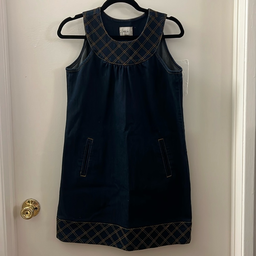 Cotton Dark-wash Denim Dress with pockets